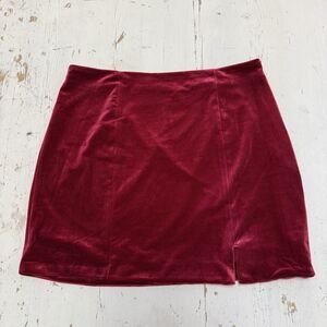 Skies Are Blue Red Velvet Mini Skirt L Tomatoes Red Fall Winter